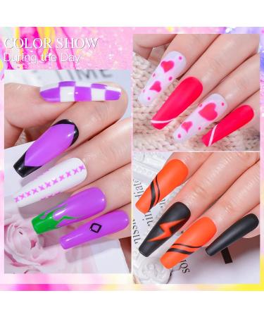 MSRUIOO Glow in the Dark Gel Nail Polish Set - 6 Luminous Neon Colors for DIY Nail Art | Fluorescent Gel Polish with Glow Effect | Soak Off UV Gel Polish - Buy Online on SooperMarket.com