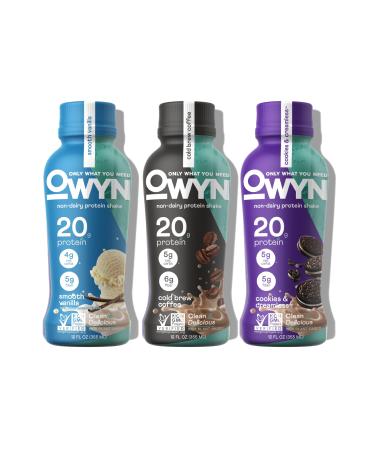Plant Based Protein Shake 20g Vegan Protein from Organic Pumpkin seed Flax Pea Blend Prebiotic supplement Superfood Greens all-in-one nutrition Gluten & Soy-Free (Vanilla Variety Pack 12 Pack)