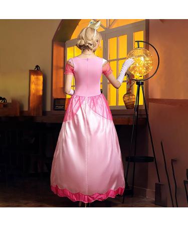 Pink Princess Costume Halloween Cosplay Party Outfit - Women's Court Style Performance Dress with Crown, Headdress, and Gloves | Pink - Large - Buy Online on SooperMarket.com