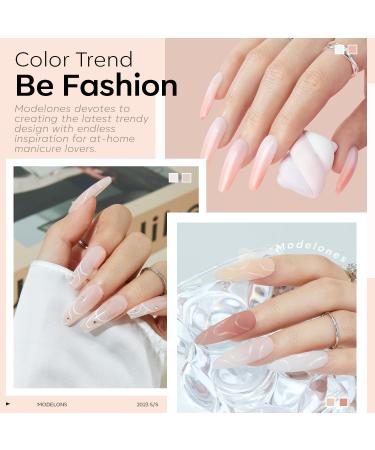 Modelones 8-in-1 Nail Builder Gel Kit with Mini Nail Lamp - Clear Pink Hard Gel Builder for Nails Extension - Includes 6 Colors, Nail Forms Set, Base Gel - Nail Art Strengthener - Buy Online on SooperMarket.com