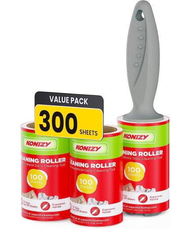 KONIZY Pet Hair Lint Rollers Mega Value Set - 300 Sheets - Portable Lint Remover for Clothes, Furniture, Carpet - Dog & Cat Hair Removal - Extra Sticky - Upgraded Handle - Red - Buy Online on SooperMarket.com