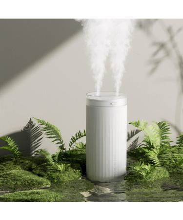 JISULIFE Small Humidifier 500ml Portable Mini Humidifier Personal Cool Mist Humidifiers for Bedroom Quiet Dual Mist Ports Auto Shut-Off Desk Humidifier for Baby Bedside Travel Plant Car White