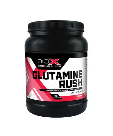 BioX Glutamine Rush | L-Glutamine Powder for Muscle Recovery Immunity Digestive Health | 5 Grams Pure L-Glutamine | Naturally Fermented Vegan | Unflavoured 200 Servings (1000g)