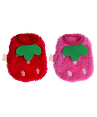 2PCS Strawberry Guinea Pig Clothes Small Pet Winter Plush Warm Apparel Costumes Soft Coats for Rabbits Ferrets Chinchillas Kittens 3XS