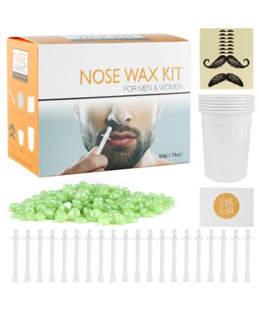 Nasal hair wax set nose wax for men and women nose hair removal kit with safe tip applicator noses wax-free simple pain-free nasal wax set warm wax remove nasal hair 50g