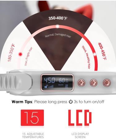 3/8 Inch Curling Iron - Ceramic Skinny Long Barrel LCD Display 9mm Tight Curls Travel-Friendly Dual Voltage Includes Heat Glove - Perfect for Medium Long Hair - White - Buy Online on SooperMarket.com