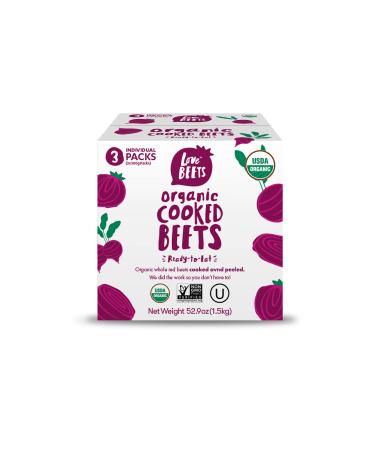 Love Beets Organic Cooked Beets | USA Grown Beets, Rich in Antioxidants, Nitric Oxide Boosting, No Added Sugar, No Preservatives or Coloring, USDA Organic, Non-GMO, Kosher, 500g (3 pack)