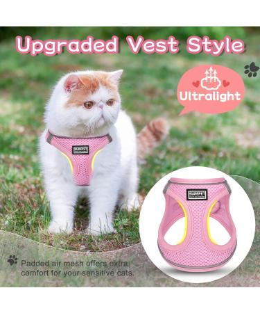 Escape-Proof Adjustable Cat Harness & Lead Set | Reflective Mesh Vest for Walking | Small Dogs & Puppies | Size M Pink - Buy Online on SooperMarket.com