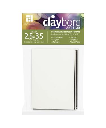 Ampersand Claybord Art Tiles 1/8th inch Flat Profile 2.5 x 3.5 inch Pack of 5 (CBS025)