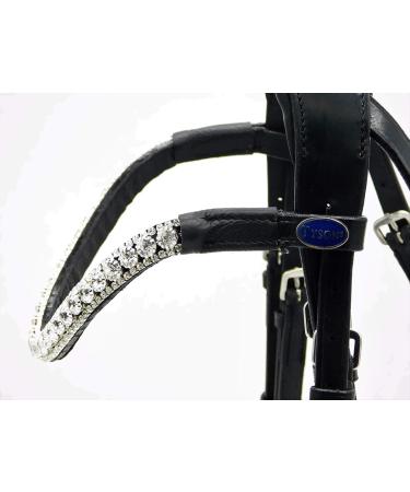Tyssons Breeches Anatomical Bridle - Reitzaum Relax Shared Neck Piece Black Brown Cognac Ros gold Full Rhinestone Glitter Soft Leather for Ponies (Noric) - Buy Online on SooperMarket.com