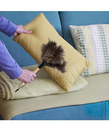 Kioiner Ostrich Feather Duster 34cm/13.3inch Antistatic Natural Ostrich Feather Duster Fluffy Feather Duster with Wooden Handle for Home Office Car Keyboard Blinds Bookcase Furniture - Buy Online on SooperMarket.com