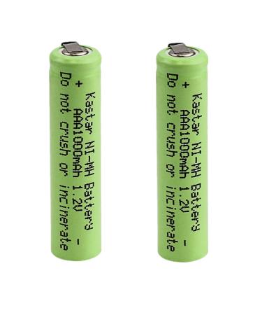 Kastar 2-Pack 1.2V Ni-MH AAA 1000mAh Rechargeable Battery w/Tabs Compatible with Electric Razors Toothbrushe High power Static Applications (Telecoms UPS and Smart grid) Electric Moped Waterpik