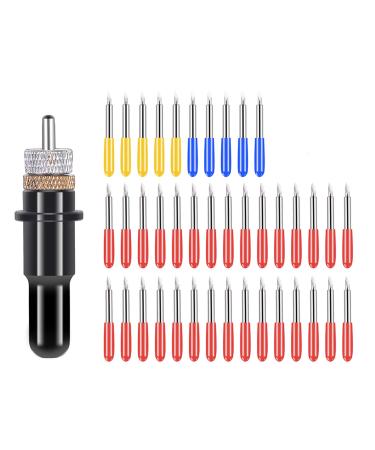 40Pcs Tungsten Steel Vinyl Cutter Blades Lettering Blade 30/45/60 Degree for Roland Cutting Plotter with 1 Knife Block, Black Set 5 - 40pcs