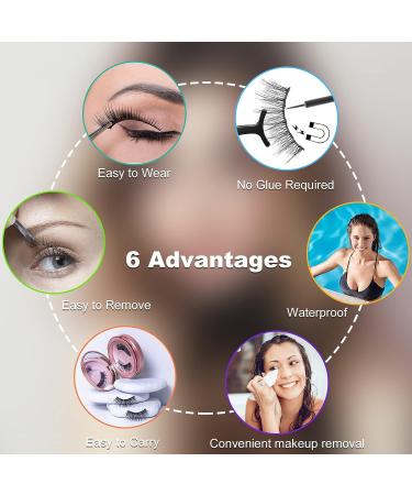 Besnel Magnetic Eyelashes and Eyeliner Kit - 12 Pairs Premium 3D/5D Magnetic Eyelashes with Tweezers and 2 Tubes of Magnetic Eyeliner - Reusable, Easy to Apply, No Glue Needed - Natural Look for Women and Girls - Buy Online on SooperMarket.com