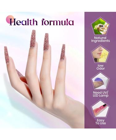 MIZHSE Diamond Glitter Poly Nails Gel Set Siver Gold Poly Nail Gel Nail Extension Gel Kit Blue Red Nail Builder Gel with Poly Nail Forms Nail Enhancement Manicure Kit for Nail Salon Gel Polish Starter Set14- - Buy Online on SooperMarket.com