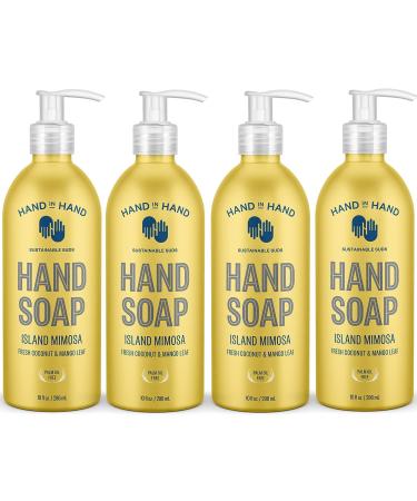 Hand in Hand Nourishing Liquid Hand Soap 10 Fl Oz Fresh Coconut & Mango Leaf Island Mimosa Scent 4 Pack Island Mimosa 10 Fl Oz (Pack of 4)