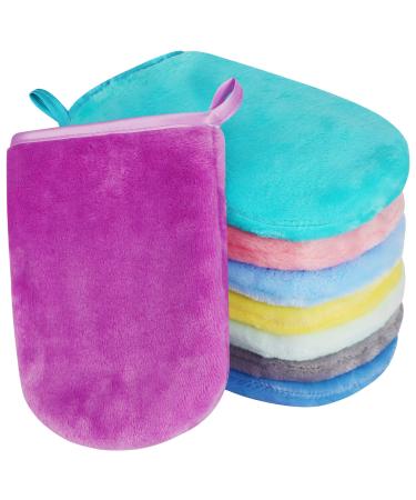 PHOGARY -Pack of 8 pieces Bath Mitten Gloves for Washing Lace -Speaking Size Premium Cotton 8 Colors 15x21 cm