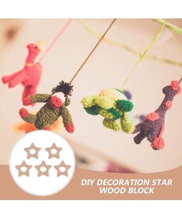 Amosfun 5pcs Wooden Star Shaped Teether Set for Baby Teething | Nursing Pendant Chew Toys for Infant Bed, Crib, Gym - Buy Online on SooperMarket.com