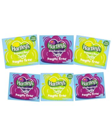 Kingdom Supplies Sugar Free Jelly Twin Packs Lemon & Lime and Blackcurrant flavours Hartley's Instant Dessert Ideal for Dieters Diabetics 3 Twin Packs Each Great Flavour