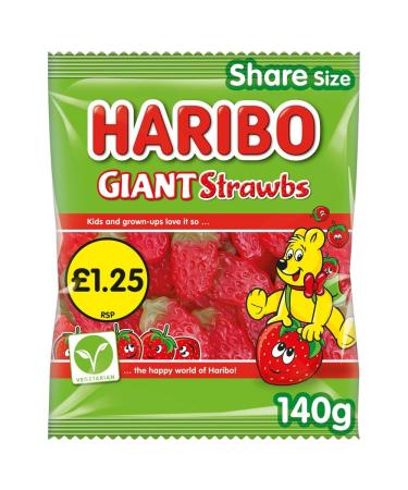 Sweets 12 x 140g PMP Bags (GIANT STRAWBS)