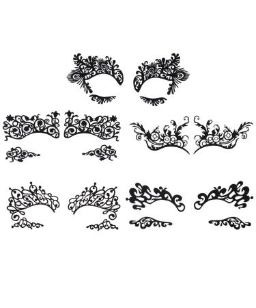 KALLORY 5 Pairs Temporary Eye Tattoos  Lace Eyeshadow Eyeliner Tattoos Sticker Face Makeup Decals for Halloween Party (Black)
