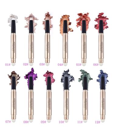 Cream Eyeshadow Stick 2-in-1 Eye Shadow Pencil Crayon with Smudger | Waterproof & Long-Lasting Eye Makeup | Midnight Black Blue Shimmer Eye Shadow Stick - Buy Online on SooperMarket.com