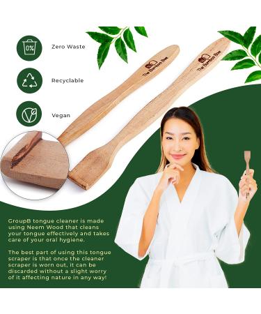 Neem Wood Tongue Cleaner | Organic Handmade Tongue Scraper Stick for Oral Care | Pack of 2 - Buy Online on SooperMarket.com