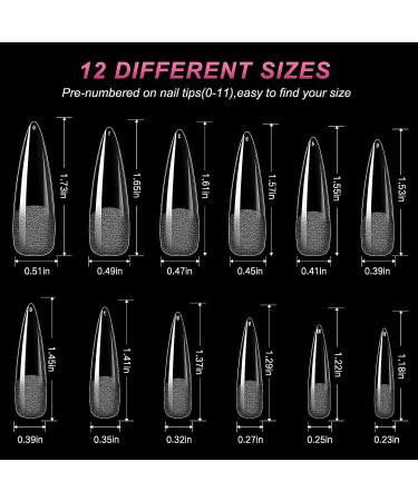 240PCS Clear Stiletto Nail Tips - Soft Gel False Nails for Salon-Quality Manicures at Home - Press On Nails in 12 Sizes - Square Nail Tips for DIY Extension - AOREAM - Buy Online on SooperMarket.com