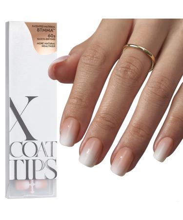 btartboxnails XCOATTIPS Ombre Nails - Extra Short Square Press on Nails 150Pcs 15 Sizes Nude Square Nails Peach Soft Gel Nails False Nail Soak Off Acrylic Fake Nails Extensions A160-XS Square