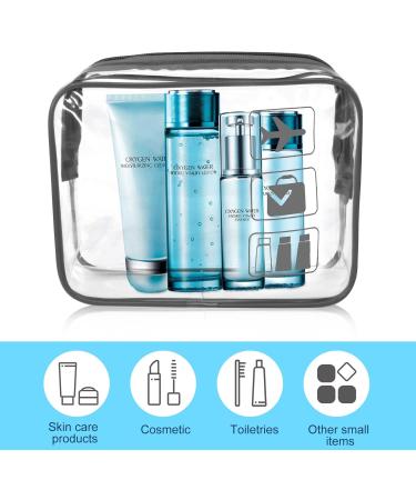 2pcs Clear Travel Toiletry Bag Set - TSA Approved Quart Size, Transparent Airport Carry-on Liquid Bags for Easy Security Check (Black) - Buy Online on SooperMarket.com
