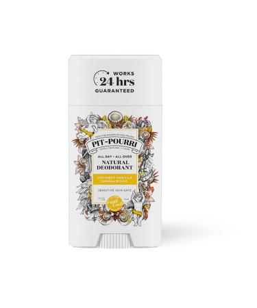 Pit Pourri All Day-All Over Natural Deodorant  Coconut Vanilla and Sandalwood - 2.5 Oz
