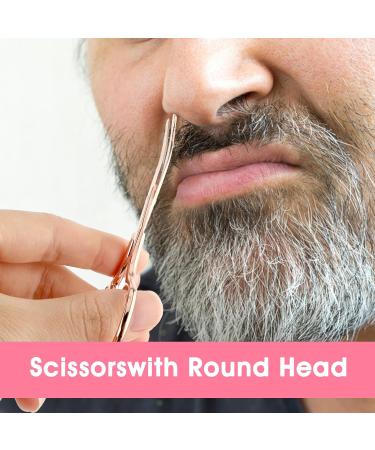 WLLHYF 3 Packs Nose Hair Scissors Rounded Tip Eyebrow Mustache Ear Hair Grooming Trimming Stainless Steel Professional Small Beard Nail Cuticle Eyelashes Beauty Scissors for Men Women Black/Silver/Rosegold - Buy Online on SooperMarket.com