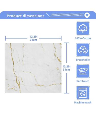 SUABO White Marble Gold Print Washcloths Set 6 - Absorbent & Quick Drying Fingertip Towels for Bathroom, Spa, Gym & Kitchen - Buy Online on SooperMarket.com