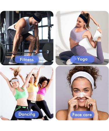 Sularpek 6 Pack Yoga Head Bands | Elastic Hair Bands for Women | Soft & Stylish Black & White Headbands for Yoga & Fitness - Buy Online on SooperMarket.com