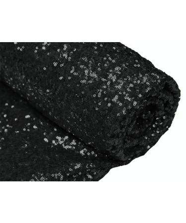 3 Feet 1 Yards-Sequin Fabric  by The Yard  Sequin Fabric  Tablecloth  Linen  for Xmas Decor (1 Yards 1PC Black) 1 Yard Black