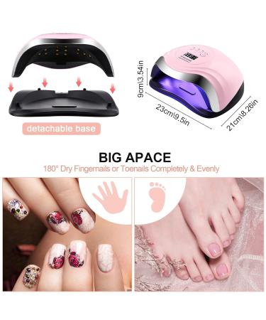 168W Aokyom UV LED Nail Dryer Lamp - Smart Sensor LCD Timer & Versatile for All Gel Nail Polish - Silver Pink - Buy Online on SooperMarket.com