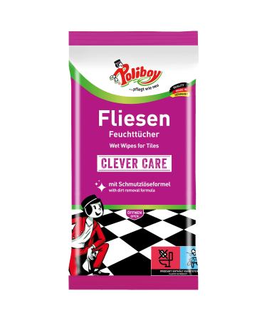 Poliboy - Tile wet wipes - Ideal for intensive cleaning for tiles and stone floors - individually - 1x15 towels - made in Germany tiles 15 pieces (1 Pack)