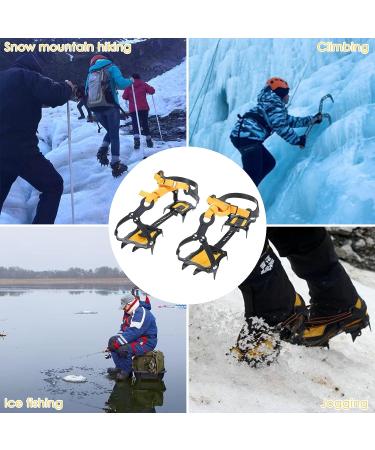 Amarine Made Anti-Slip Ice Crampons for Men Women - 10 Teeth Stainless Steel Snow Grips for Hiking & Climbing - Buy Online on SooperMarket.com