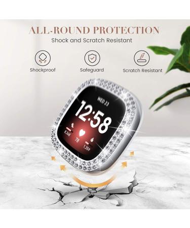 Goton Women's Bling Diamond Brick Design Band & Bumper Case for Fitbit Versa 3/Sense (Silver) - Buy Online on SooperMarket.com