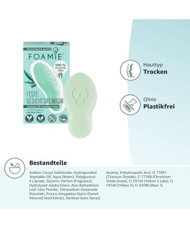 Foamy Solid Facial Cleanser for Dry Skin - Aloe Vera & Almond Milk 100% Vegan Plastic-Free 60g - Buy Online on SooperMarket.com