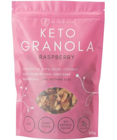Keto Hana Raspberry Breakfast Snacking Granola Just 2g Net Carbs High Protein Healthy Keto Diet Granola (Four 300g/0.6lbs Bags)