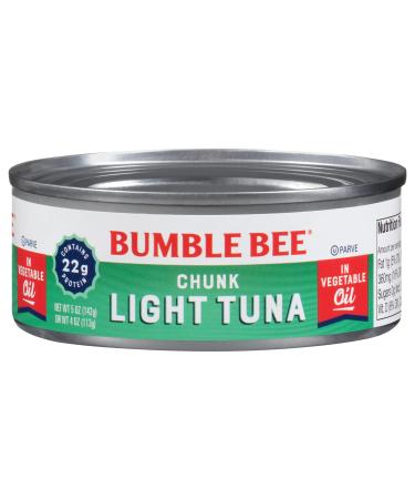 Bumble Bee Chunk Light Tuna in Oil, 5 oz Cans (Pack of 48) - Wild Caught Tuna - 22g Protein per Serving - Non-GMO Project Verified, Gluten Free, Kosher - Great for Tuna Salad and Recipes,Green Chunk Light in Oil 5 Ounce (P…