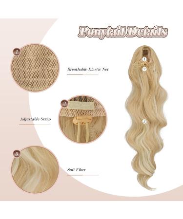 Feshfen 60cm Synthetic Wavy Curly Ponytail Hair Extension - Blonde & Bleach Blonde Options for Women - Buy Online on SooperMarket.com