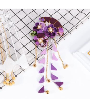 FRCOLOR Japanese Kimono Flower Hair Clips - Purple Bridal Kanzashi Hair Accessories for Women and Girls - Buy Online on SooperMarket.com