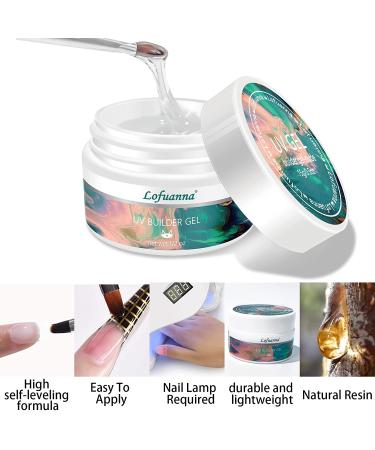 Lofuanna 15g Clear Builder Nail Gel - Nail Leveling Gel with Acrylic Brush for Nail Strengthening and Manicure Set - Self-Leveling Nail Repair and Extension Gel (0.5oz) - Buy Online on SooperMarket.com