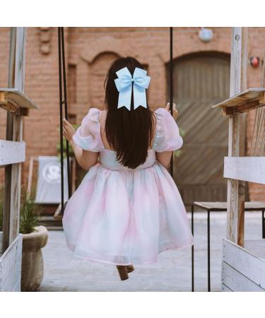 2 Pack 6 inch Bow Hair Clips Large Hair Bow Hair Barrette Clips for Women Girls Blue Hair Bow Light Blue - Buy Online on SooperMarket.com