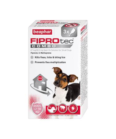 Beaphar | FIPROtec COMBO for Small Dogs (2 10kg) | Kills Fleas Flea Eggs & Ticks | Stops Fleas Multiplying on Pet and in Home | Vet Strength Treatment | 3 Pipettes