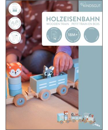 Kindsgut Holz-Reisenbahn - Sustainable Wooden Train Set with Zoo Animals | High-Quality Eco-Friendly Toy in Dark Gray - Buy Online on SooperMarket.com