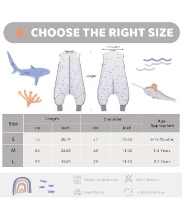 Whales Toddler Sleeping Bag with Legs 2.5 Tog | Winter Warm Cotton Swaddle Wrap for Baby 6-18 Months | M (1-2 Years) - Buy Online on SooperMarket.com