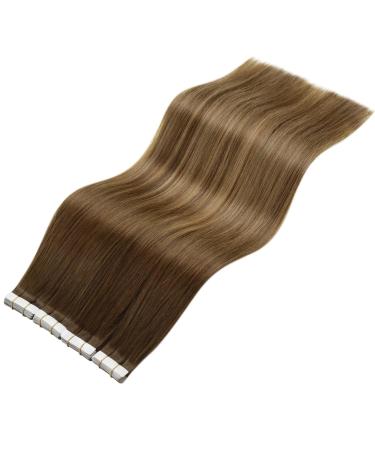 Buy LAAVOO Tape In Extensions - Real Hair Balayage Brown #6/8/14 - Seamless Glue In 50g 55cm 20 Pieces - International Shipping Available! - Buy Online on SooperMarket.com